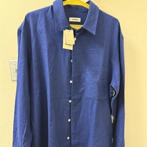 NWT - Sandro Paris Blue Flannel Marine Button-Up Shirt